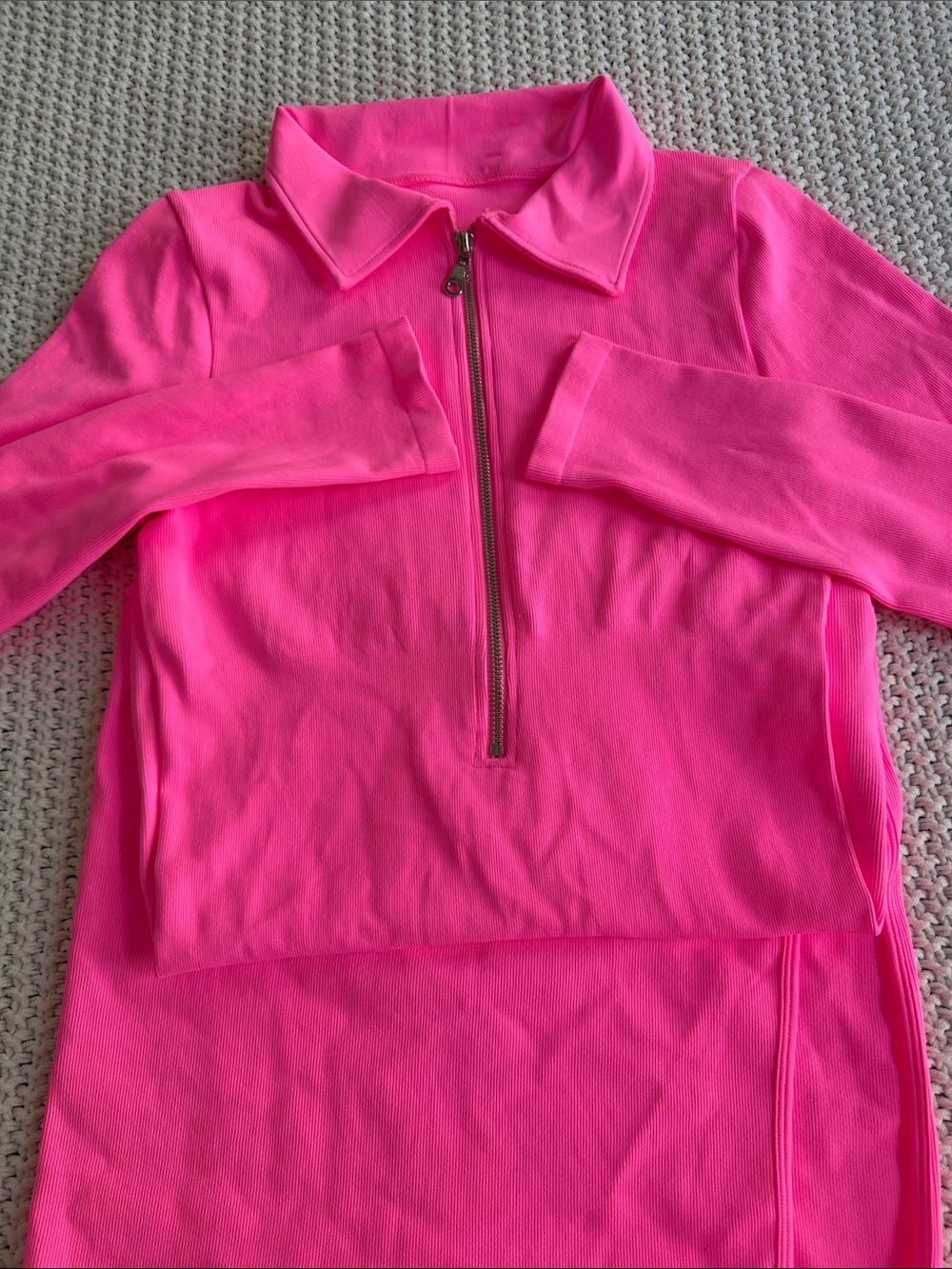 OQQ Women's Hot Pink Half-Zip dress
